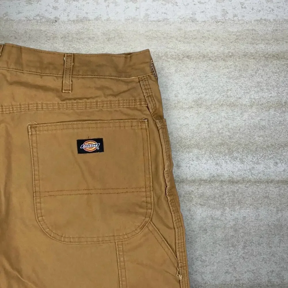 Vintage 90s Dickies Carpenter Pants 34x28 Baggy Wide Leg Tan Canvas Dungarees